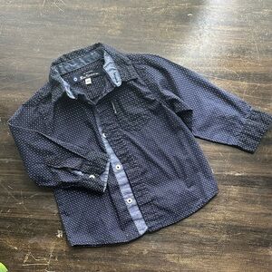 Ben Sherman Dark Blue Dotted Button Down Long Sleeves Shirt, 18 months